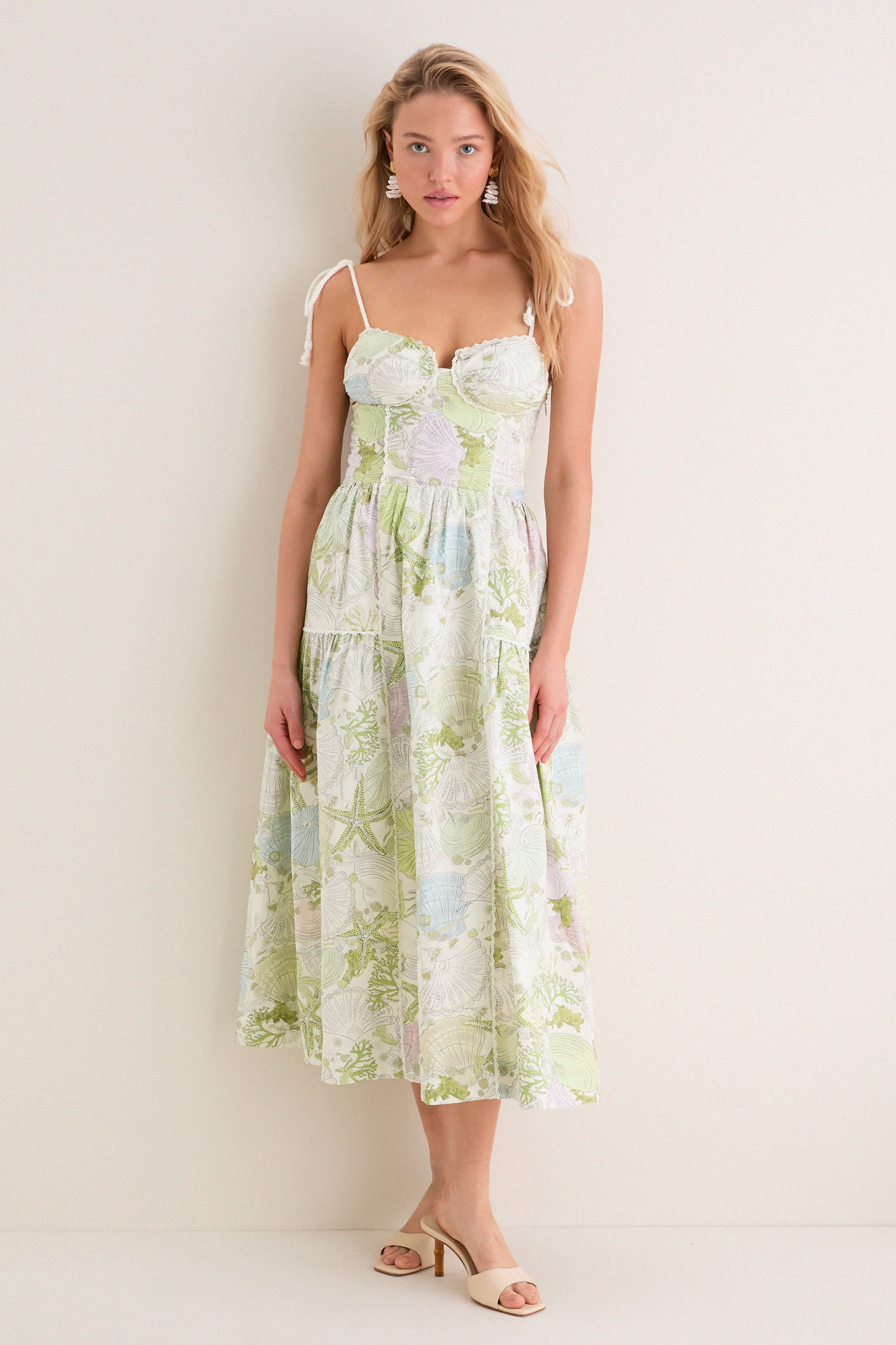 En Saison Women's Blair Printed Sleeveless Midi Dress - Ivory Olive