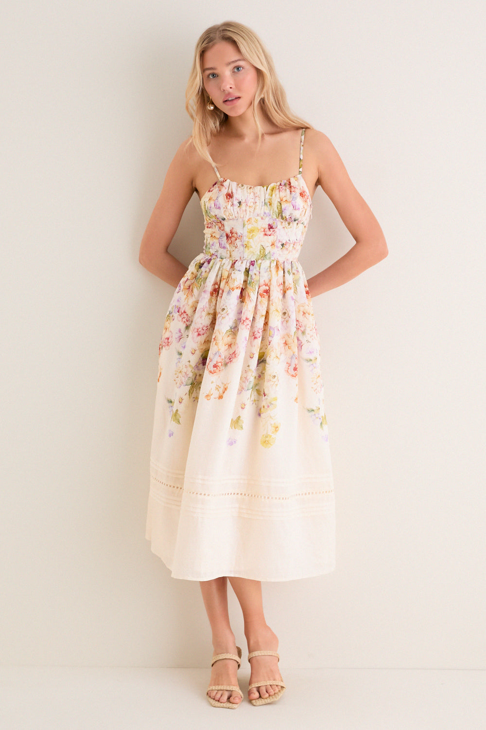 ivory floral dress Ivory Floral Kacey Midi Dress