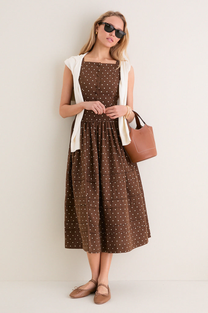 En Saison Women's Stella Polka Dot Sleeveless Midi Dress