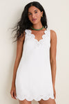 White Edena Embroidered Linen Mini Dress