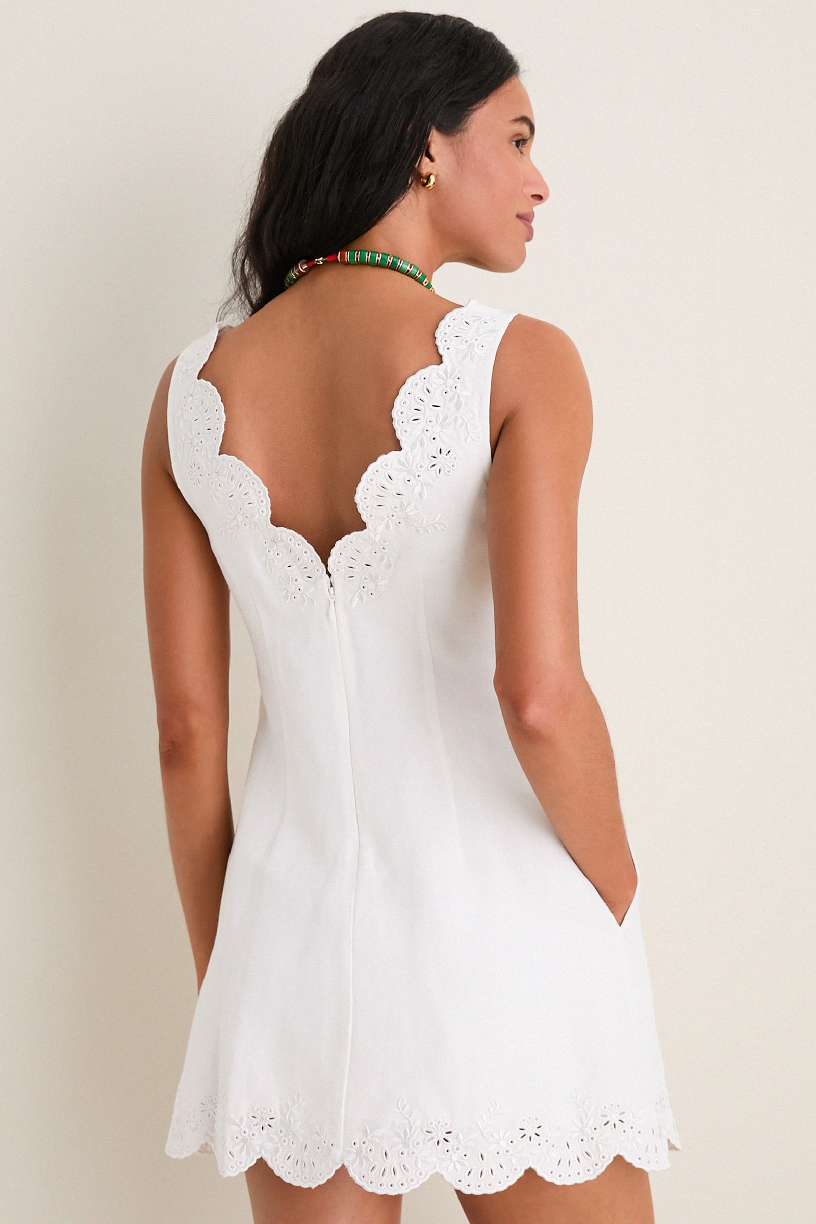 White Edena Embroidered Linen Mini Dress