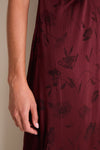 Bordeaux Floral Creponne Jacquard Midi Dress