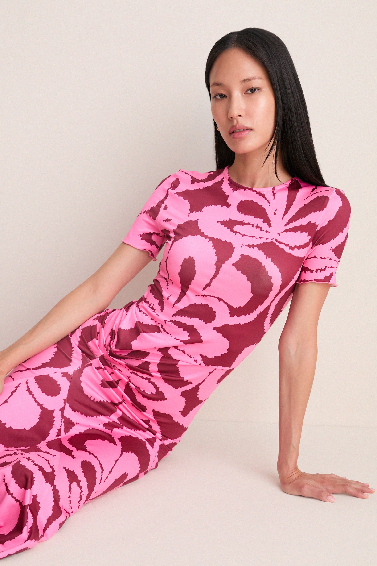 Rosy Retro Annie Short Sleeve Maxi Dress