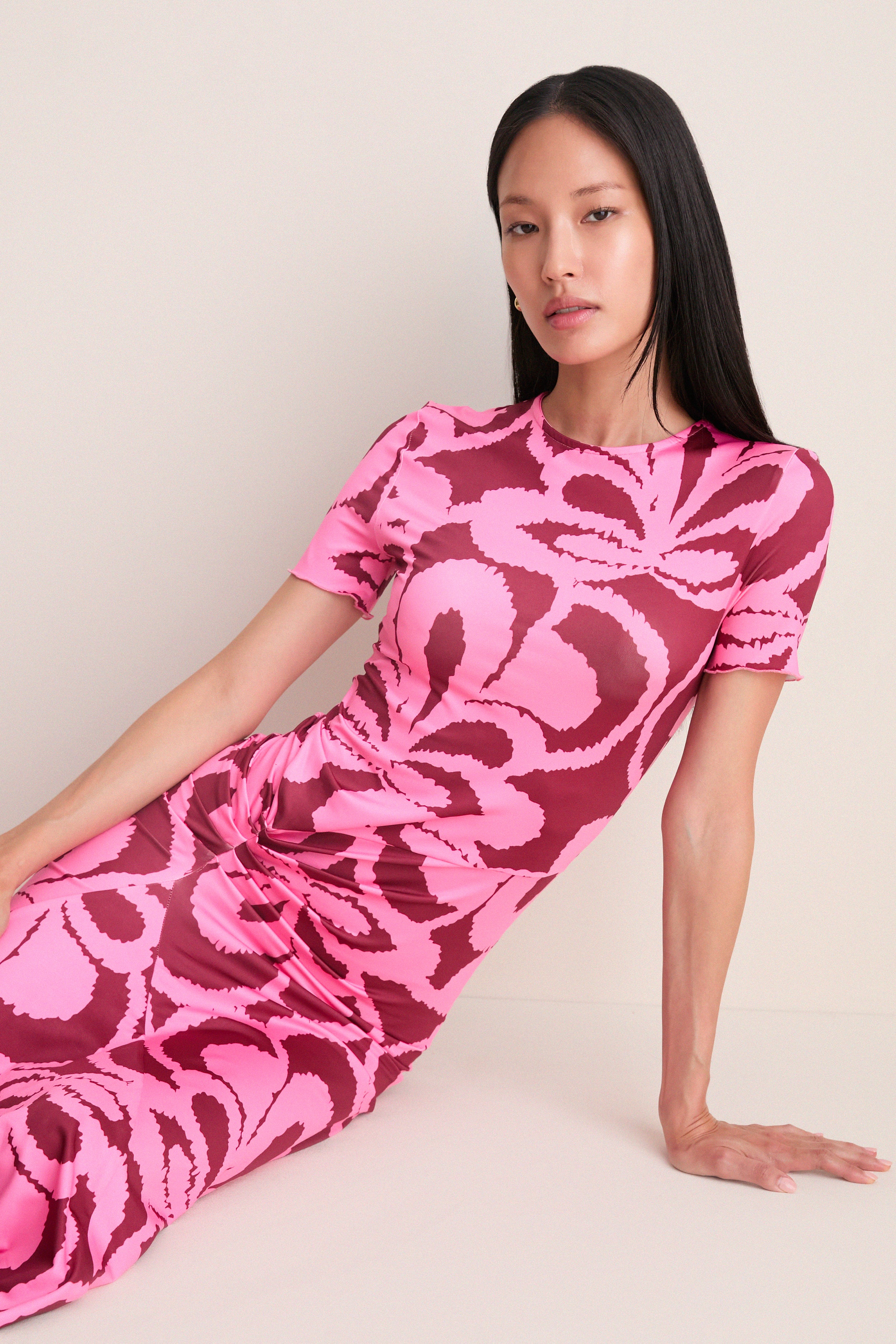 Rosy Retro Annie Short Sleeve Maxi Dress