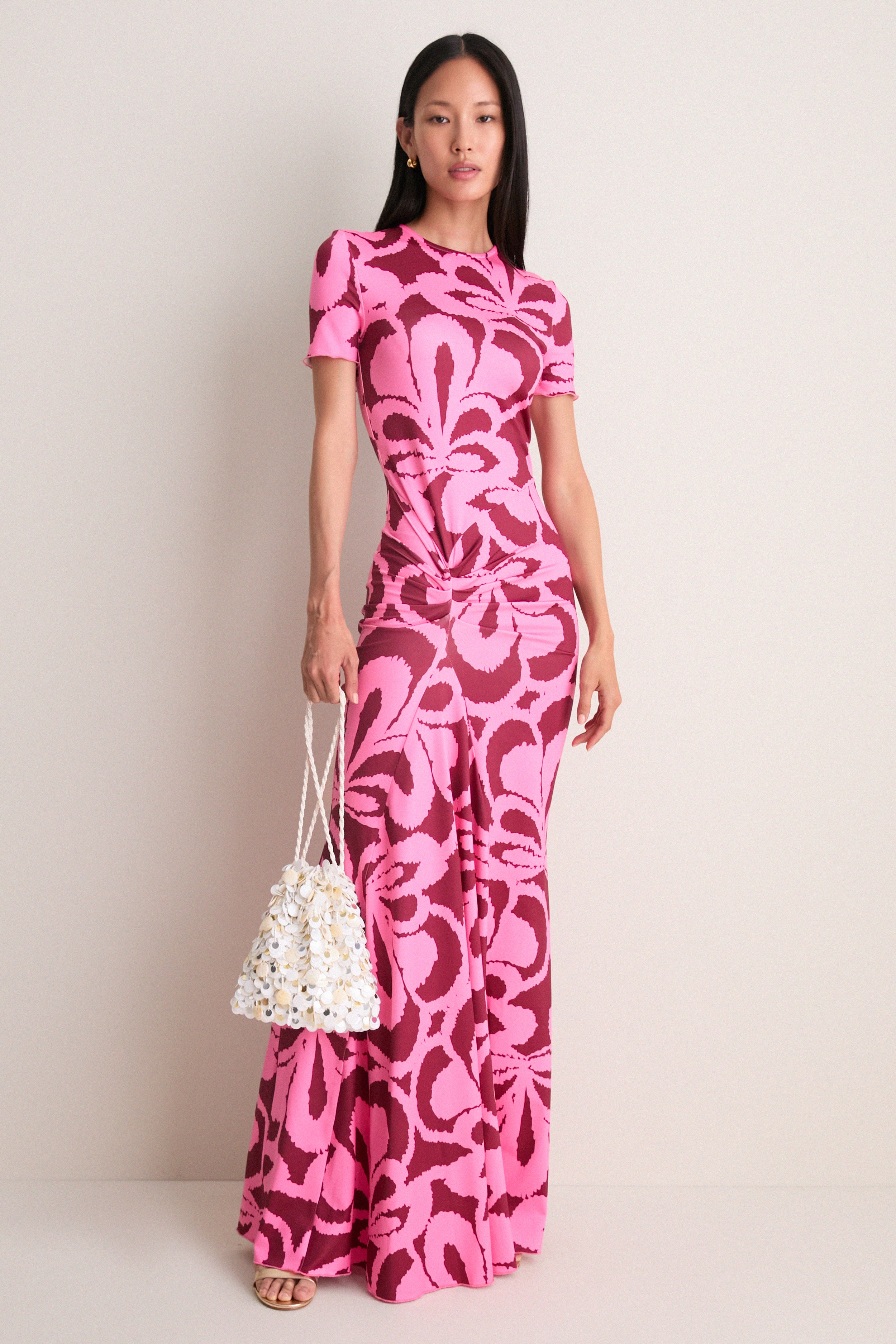Rosy Retro Annie Short Sleeve Maxi Dress