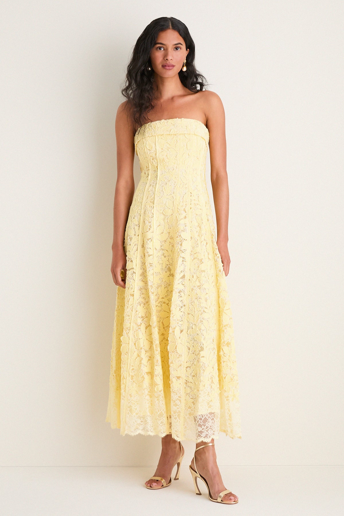 Buttercream Imogen Cotton Lace Bustier Midi Dress