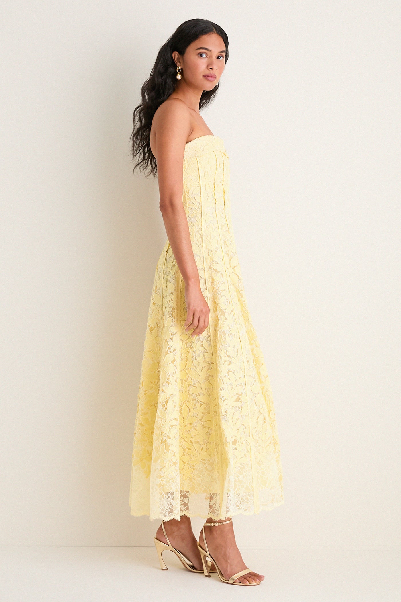 Buttercream Imogen Cotton Lace Bustier Midi Dress