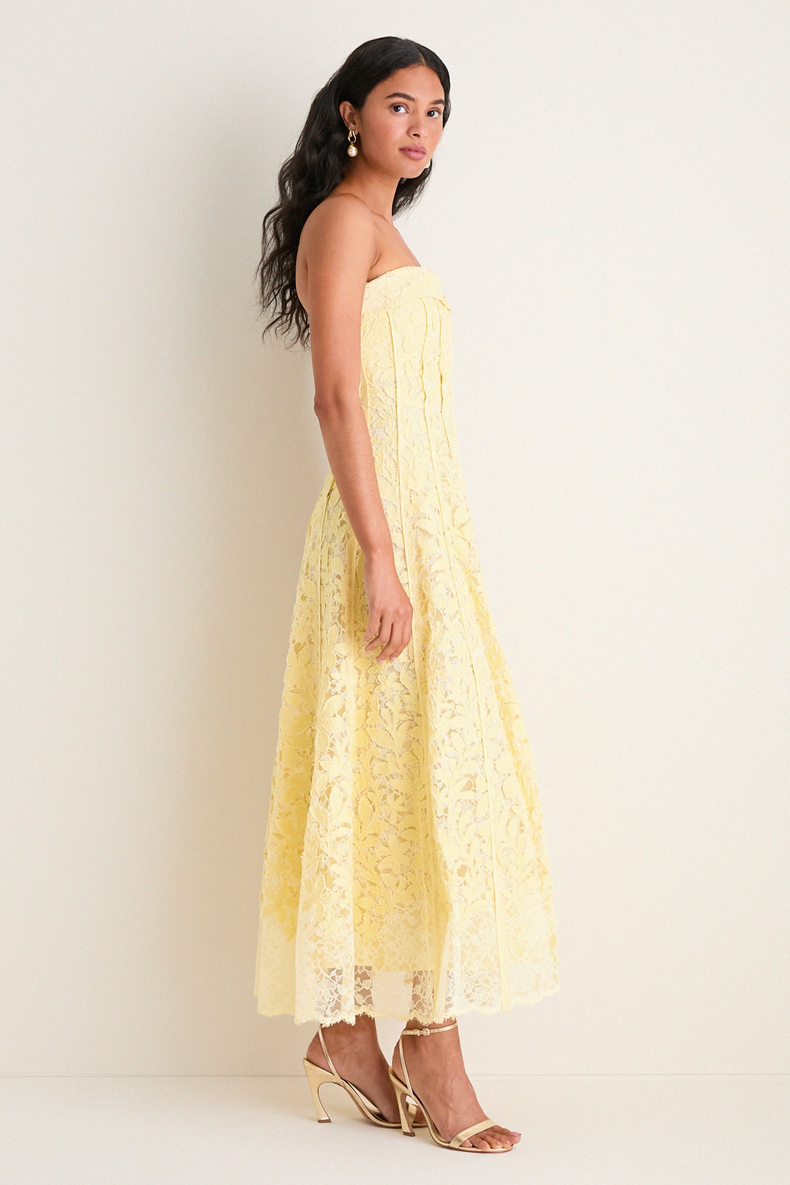 Buttercream Imogen Cotton Lace Bustier Midi Dress