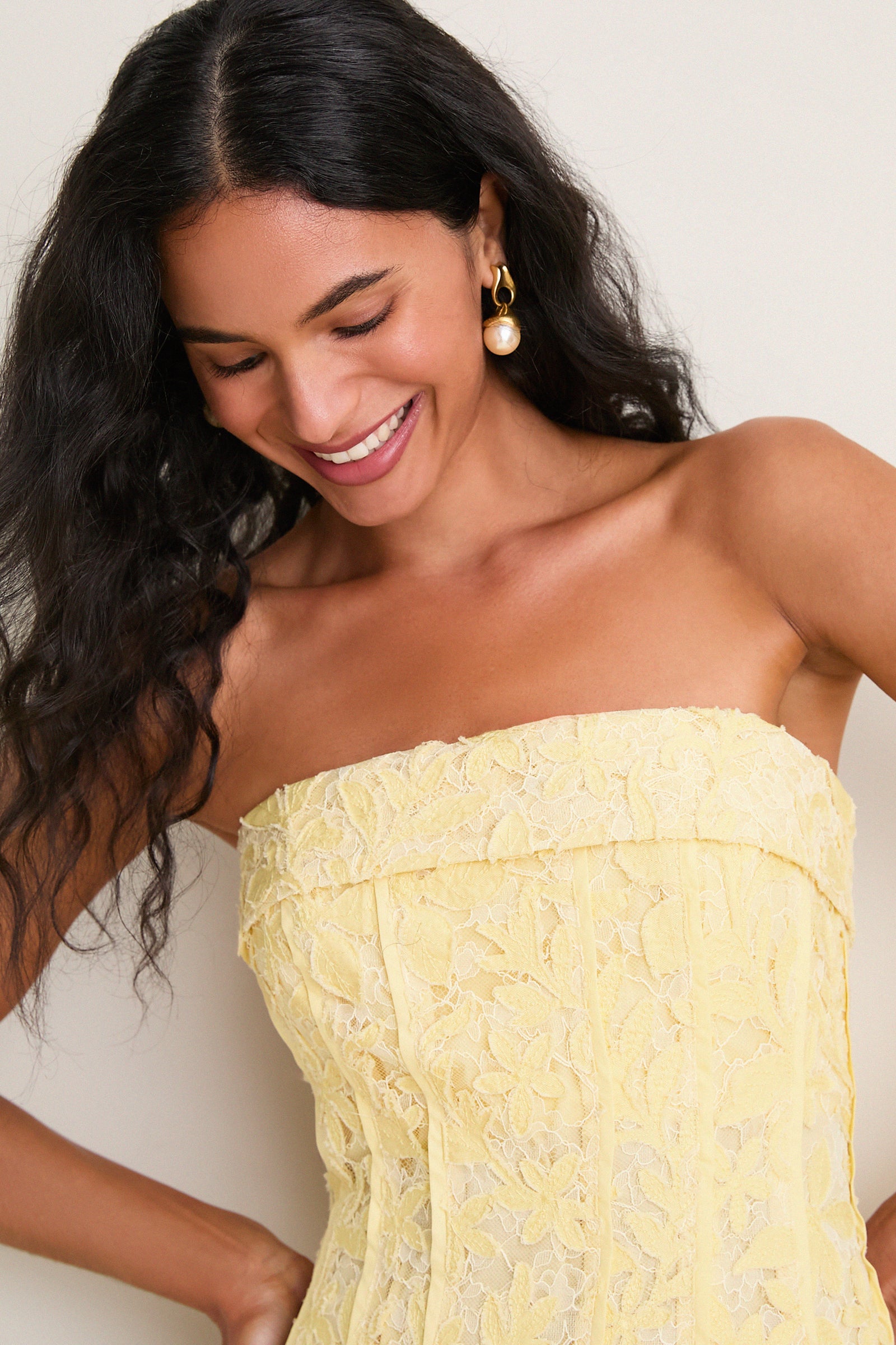 Buttercream Imogen Cotton Lace Bustier Midi Dress