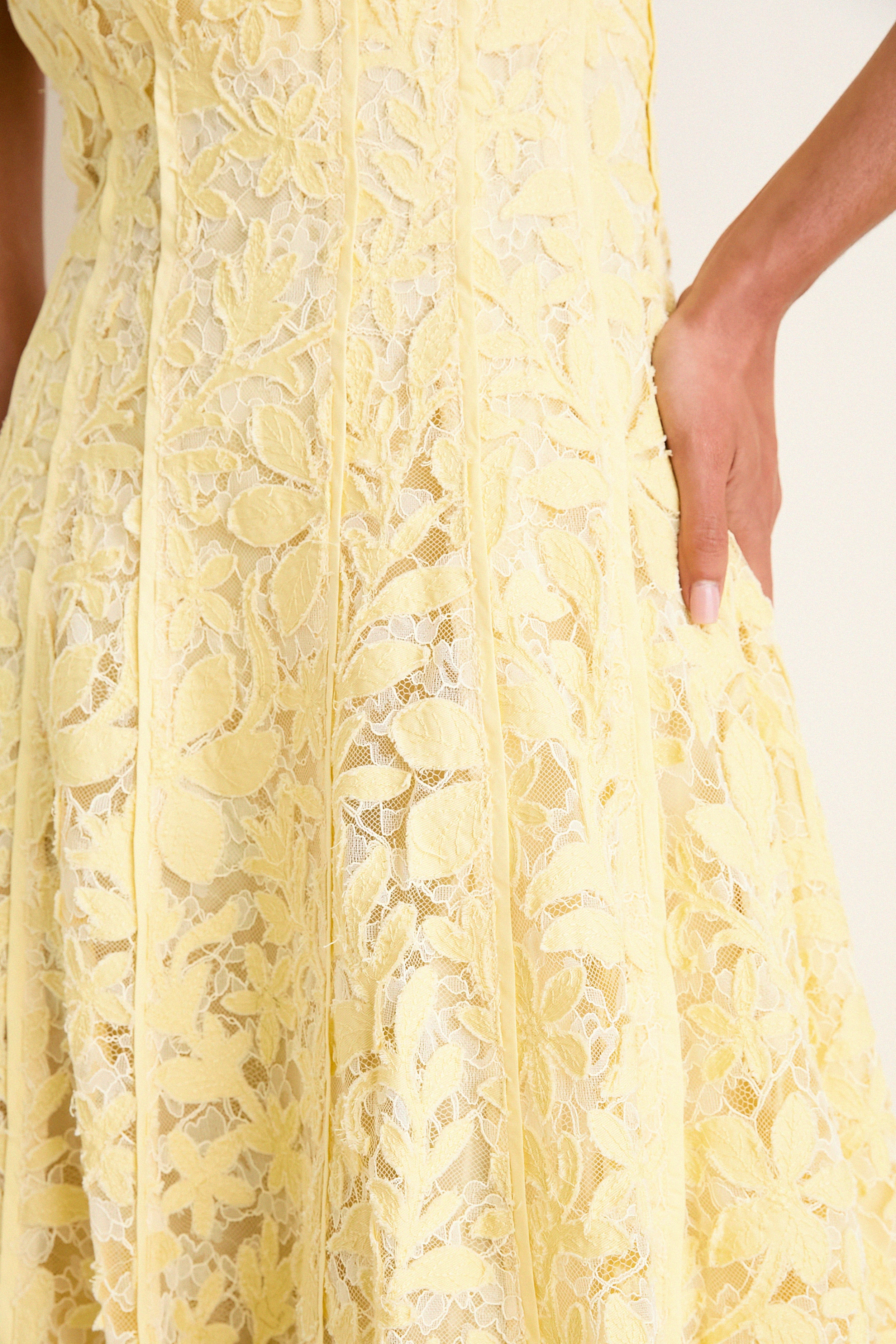Buttercream Imogen Cotton Lace Bustier Midi Dress