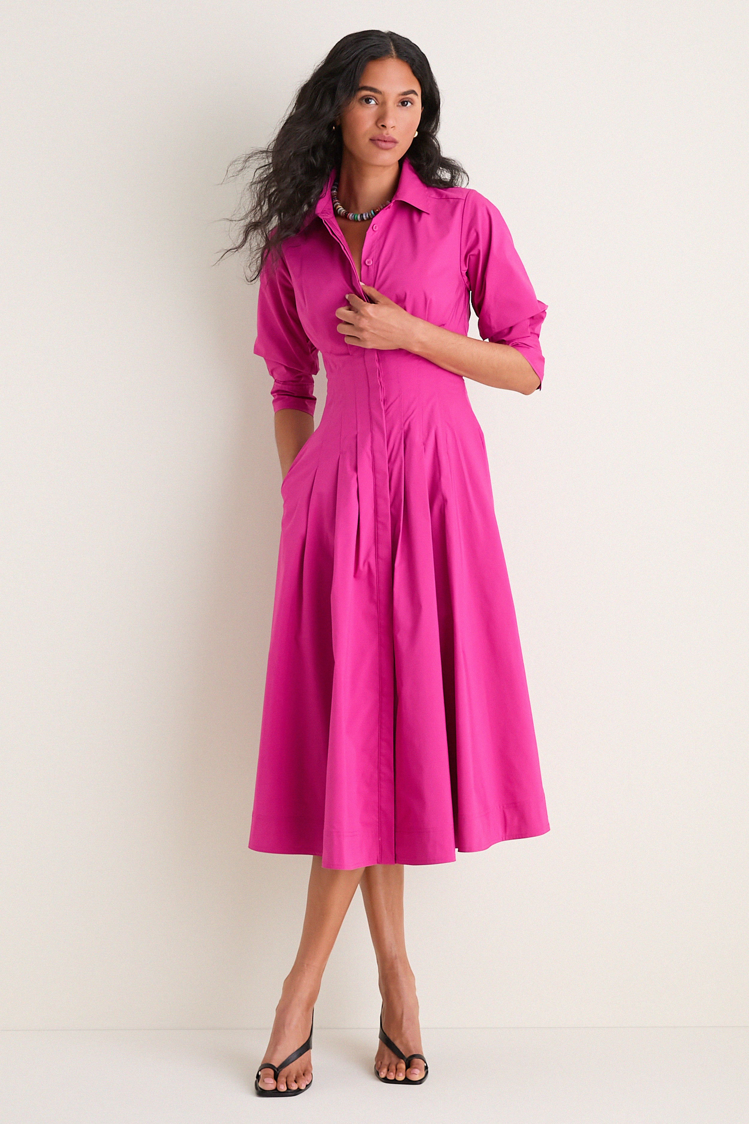 Bougainvillea Jazz Pintuck Midi Dress | SIMKHAI