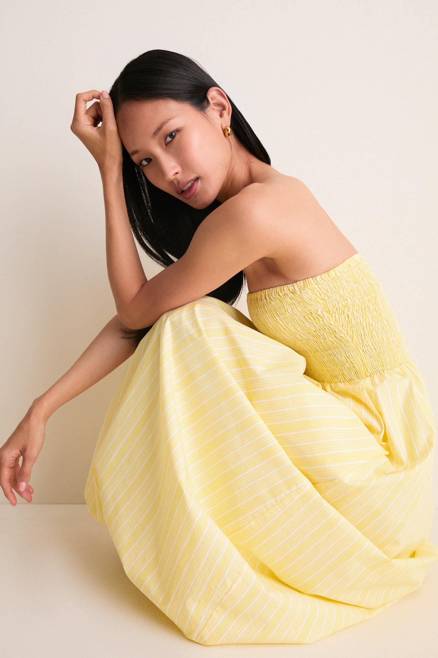 Daffodil Elisa Stripe Lunaire Midi Dress