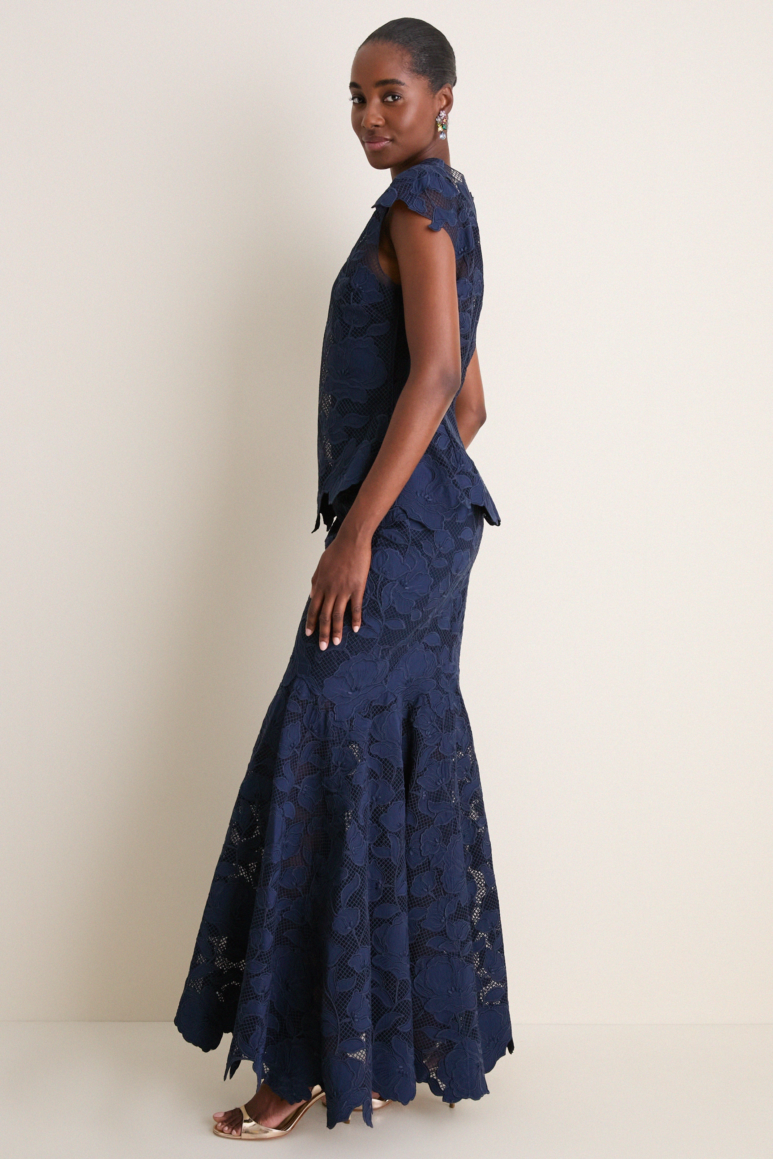 Midnight Eloisa Embroidered Midi Dress | SIMKHAI