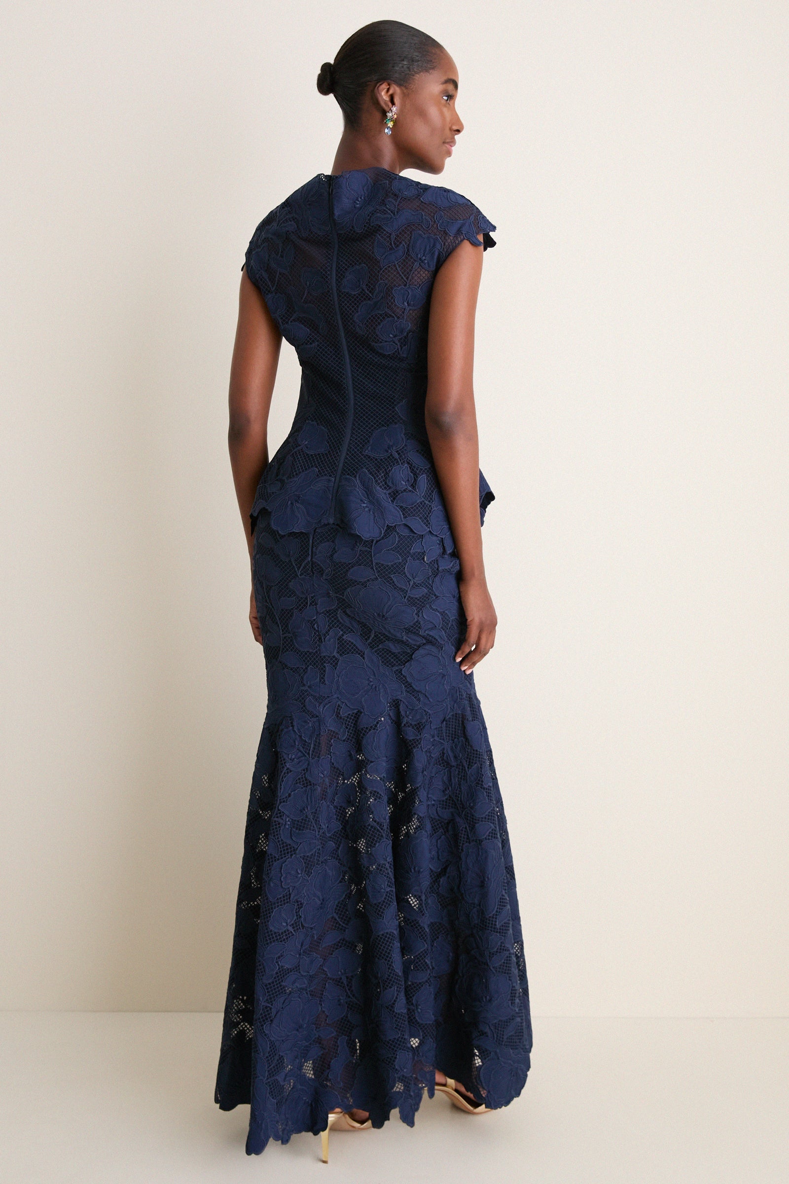 Midnight Eloisa Embroidered Midi Dress
