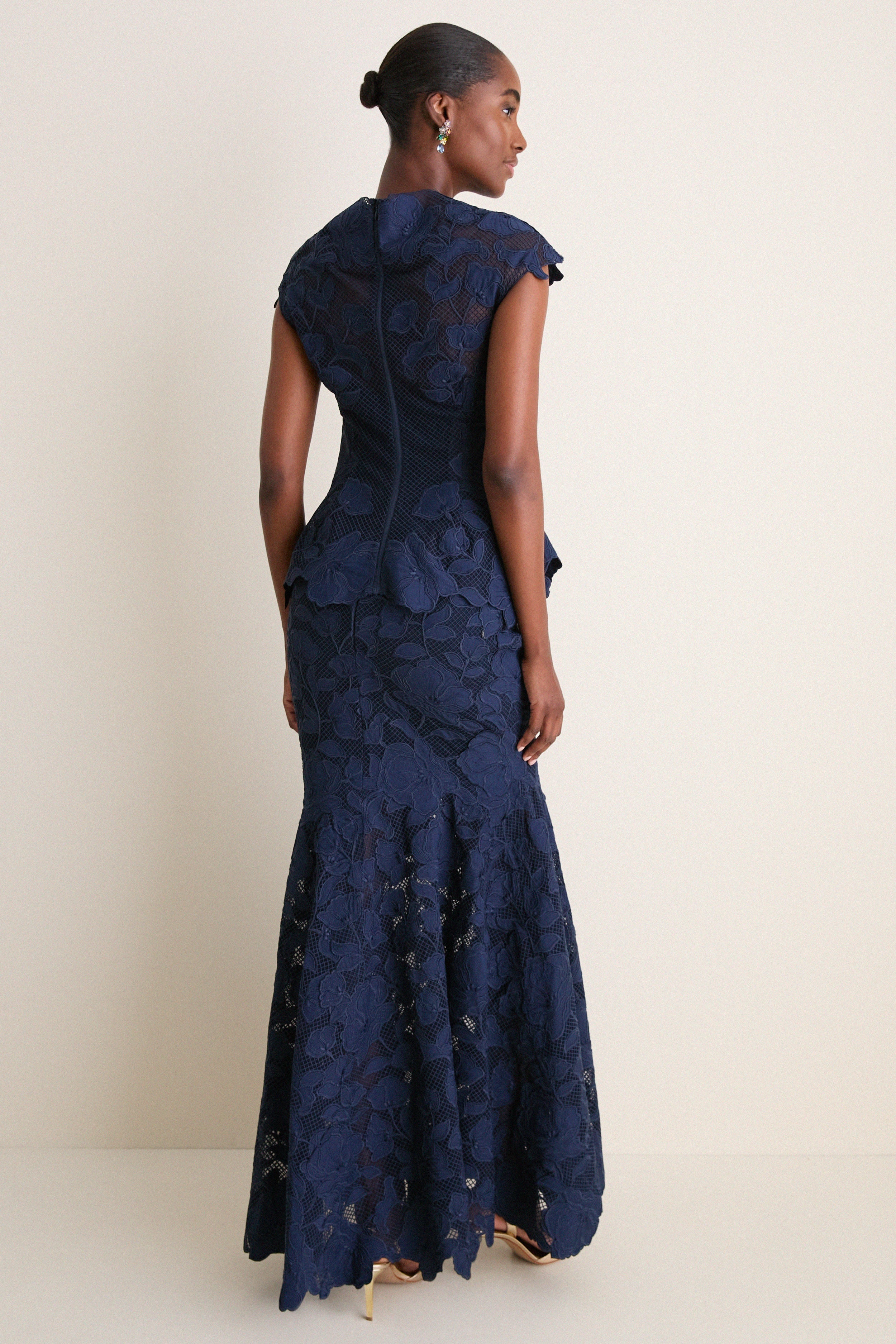 Midnight Eloisa Embroidered Midi Dress