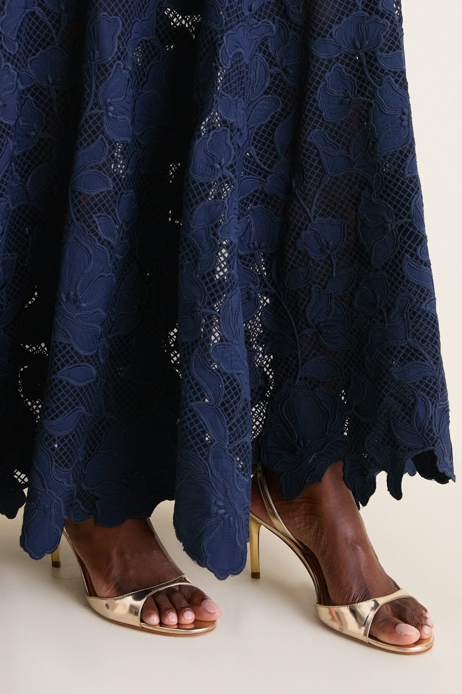 Midnight Eloisa Embroidered Midi Dress