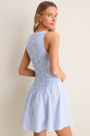 Light Blue and White Paloma Check Martina Mini Dress