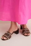 Cigar Smooth Calf Studded Perry Slide 50 Heels