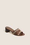 Cigar Smooth Calf Studded Perry Slide 50 Heels