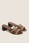Cigar Smooth Calf Studded Perry Slide 50 Heels