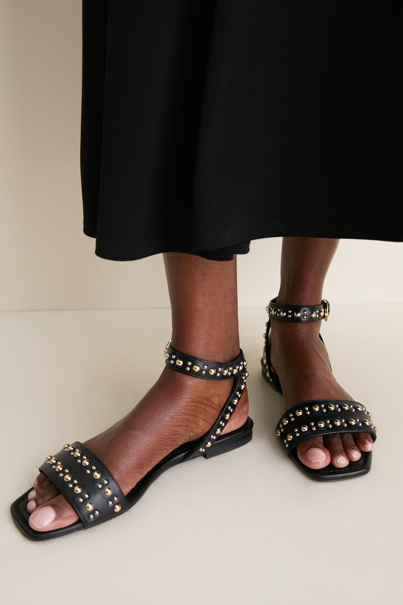 Black Leather Perry Sandals
