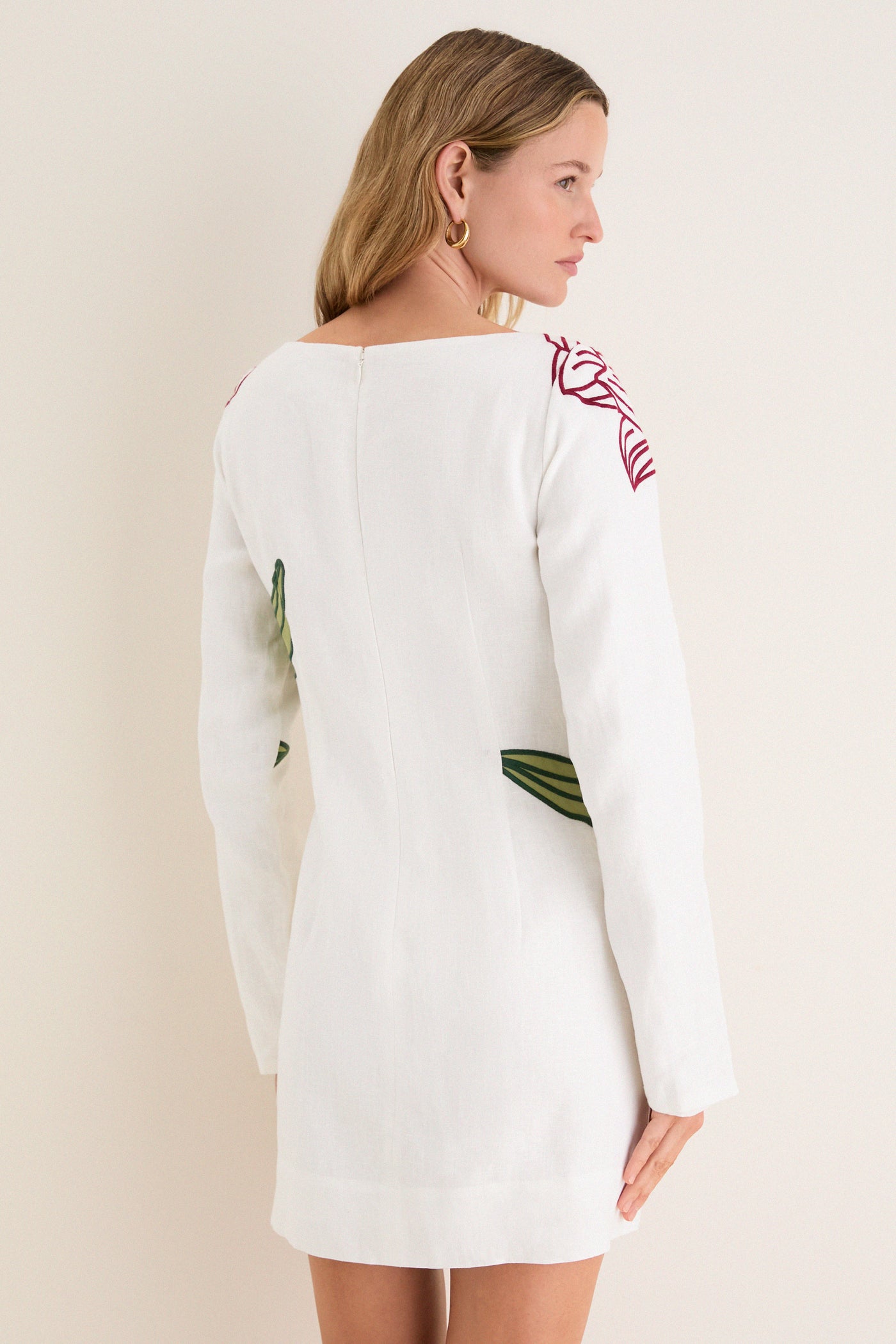 Off-White Flower Long Sleeve Mini Dress | Farm Rio