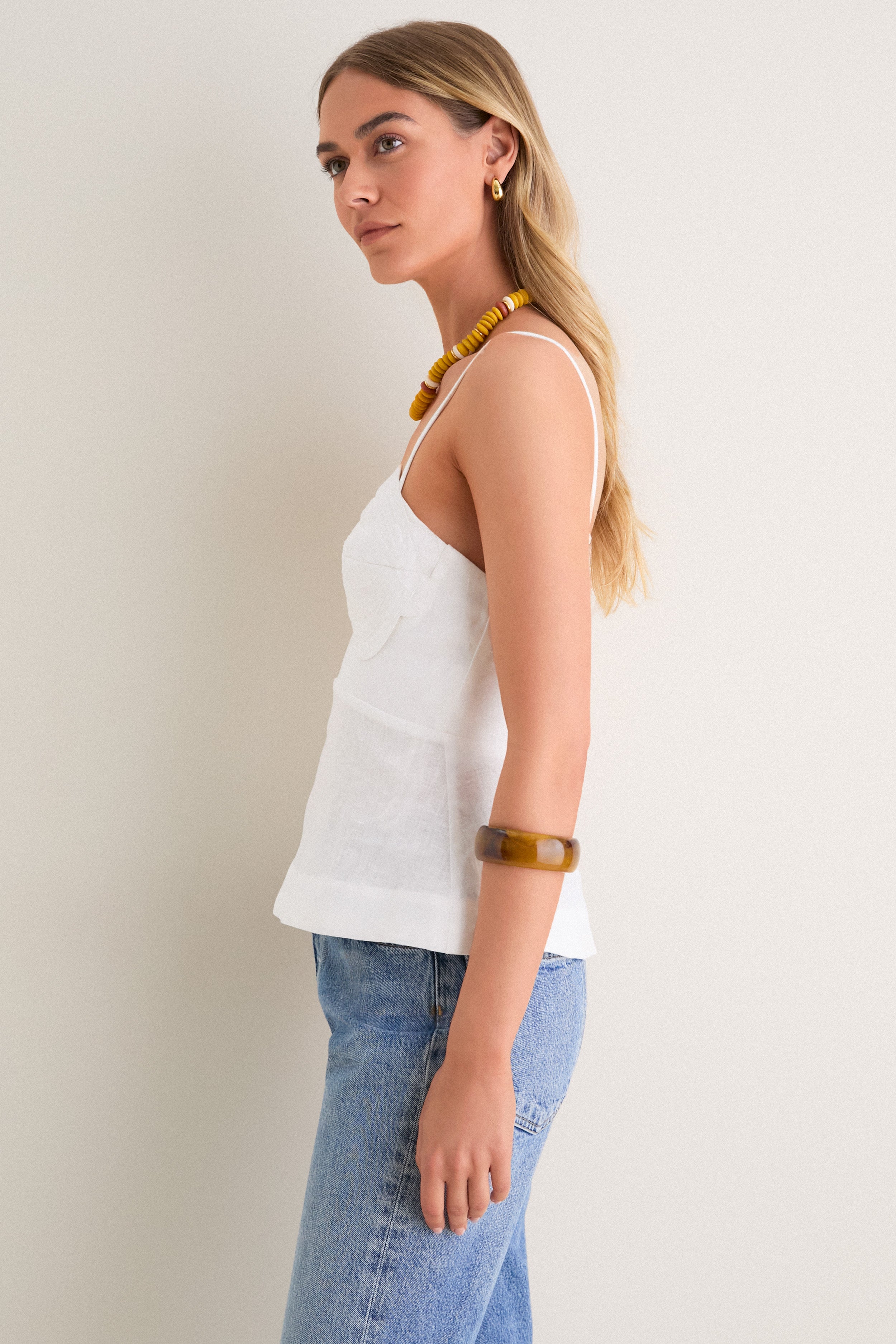 Off-White Shell Bust Peplum Blouse | Farm Rio