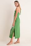 Green Palm Tree Embroidery Midi Dress