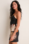Ammonite Placed Black Shell Bust Mini Dress