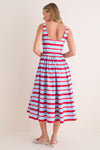 Blue and Red Bayadere Stripe Eglantine Dress