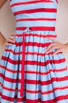 Blue and Red Bayadere Stripe Eglantine Dress