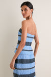 Blue and Black Graphic Stripe Munveen Top