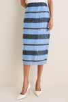 Blue and Black Graphic Stripe Priya Skirt