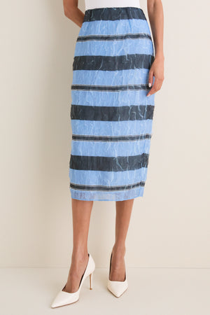Blue and Black Graphic Stripe Priya Skirt
