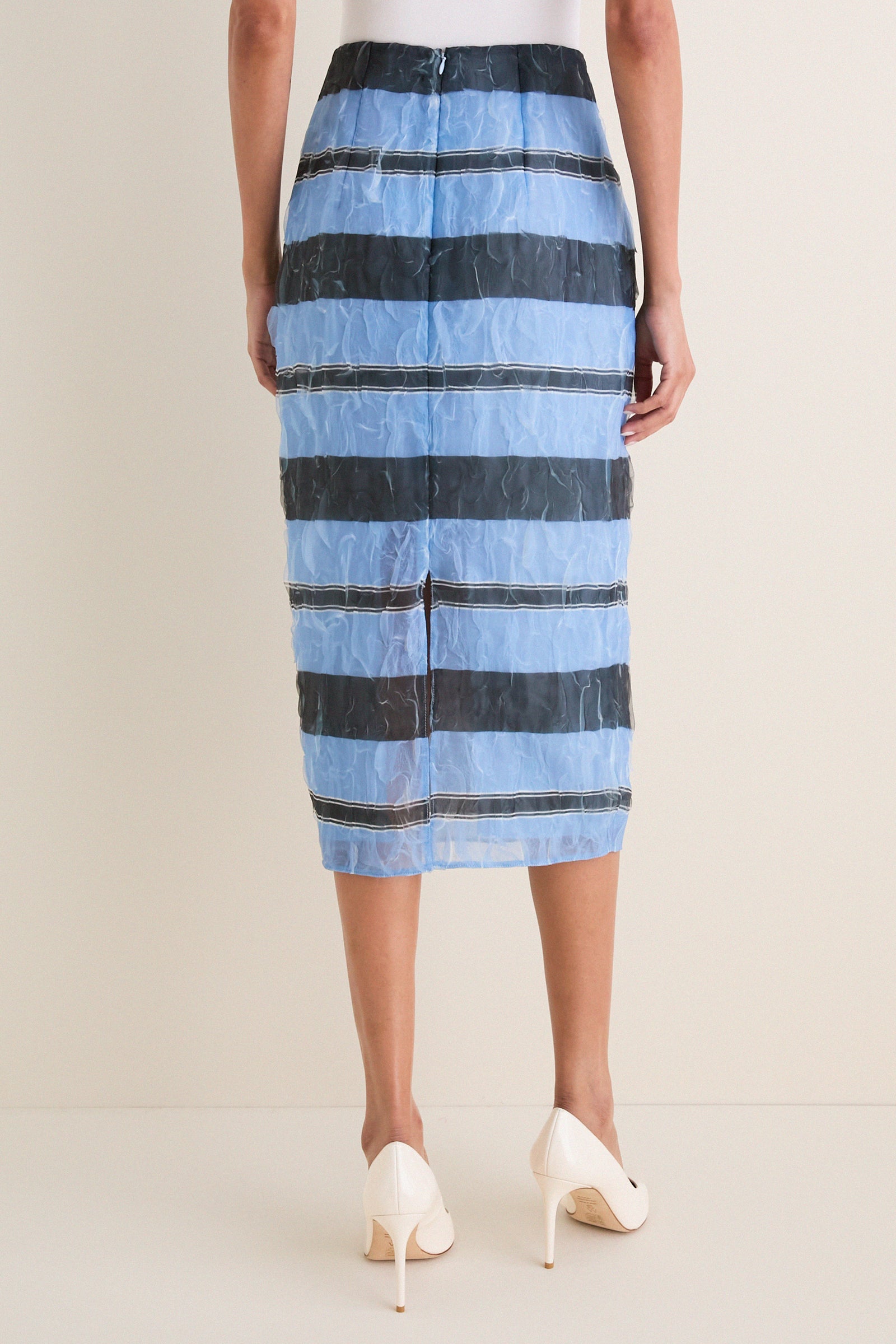 Blue and Black Graphic Stripe Priya Skirt