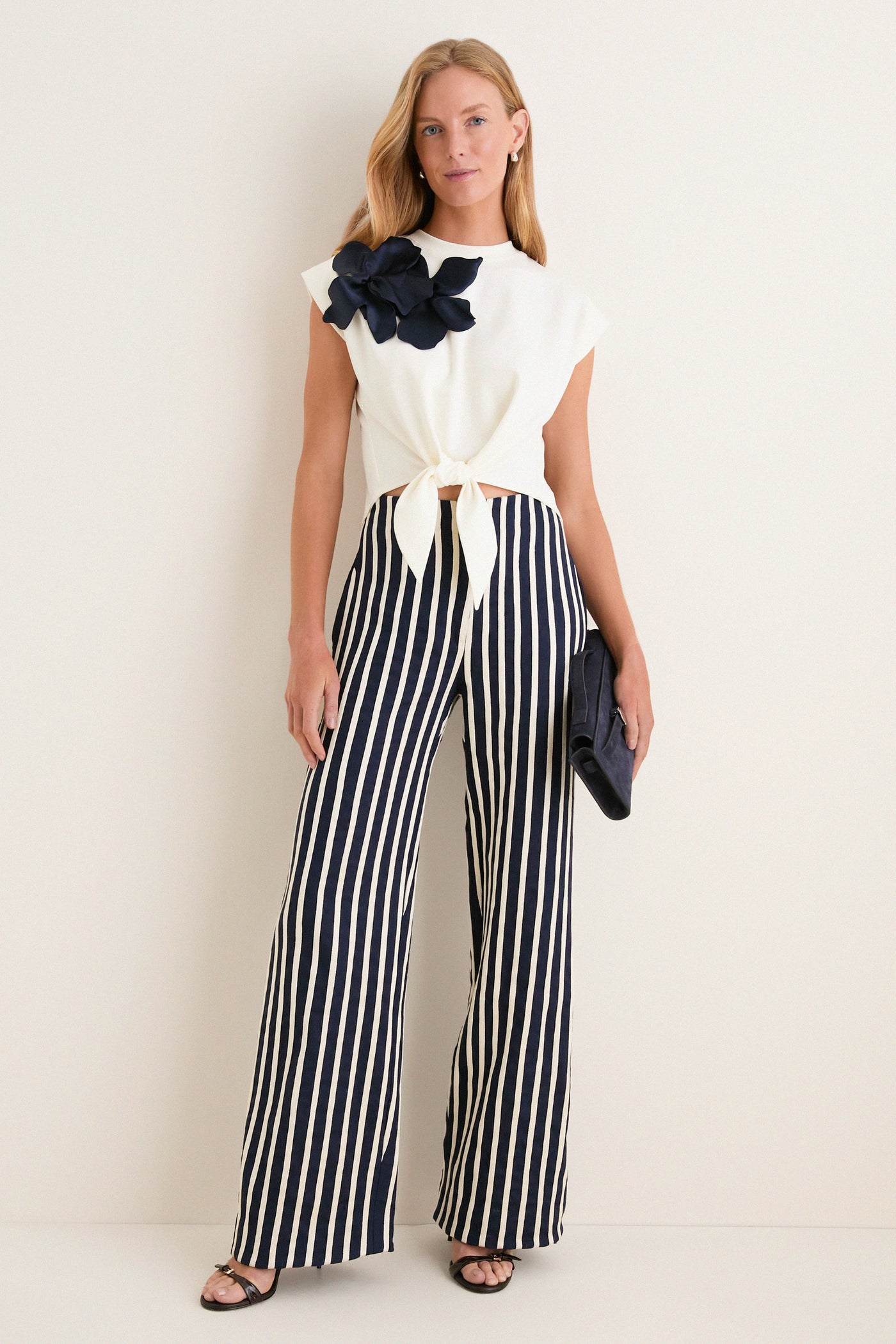 Navy A ti Vamos Embroidered Pants