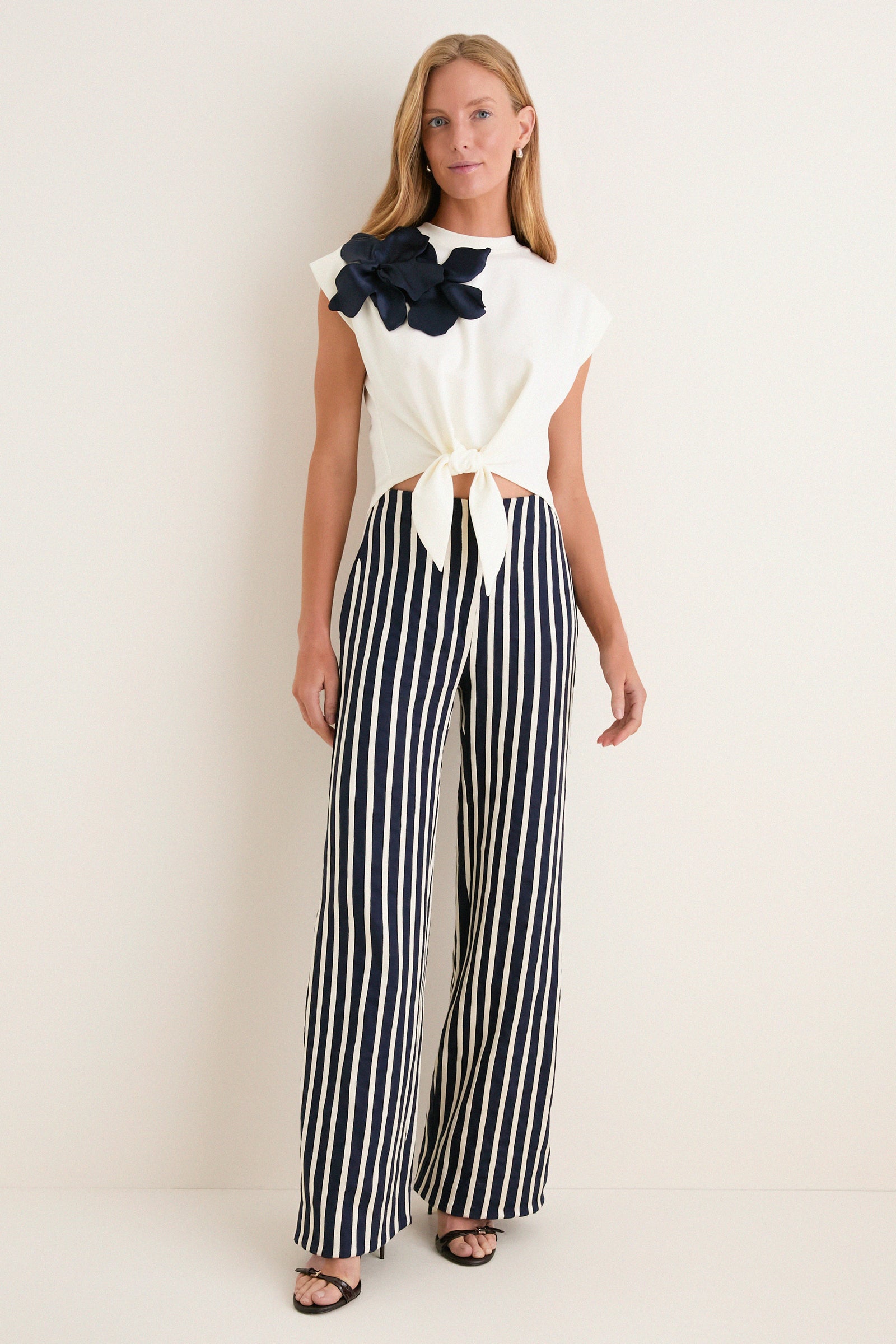 Navy A ti Vamos Embroidered Pants