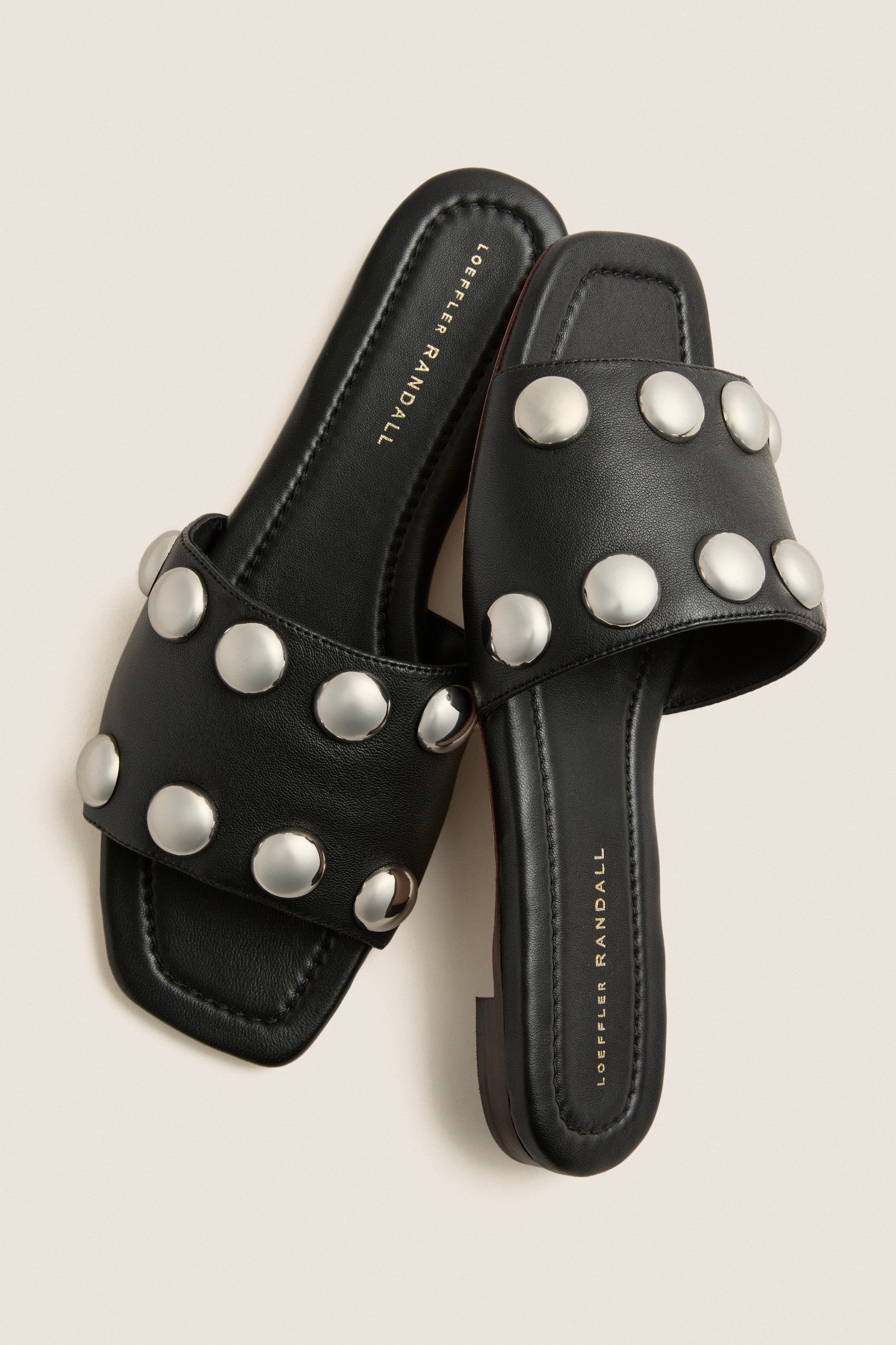 Black Nappa Studded Hayes Sandals