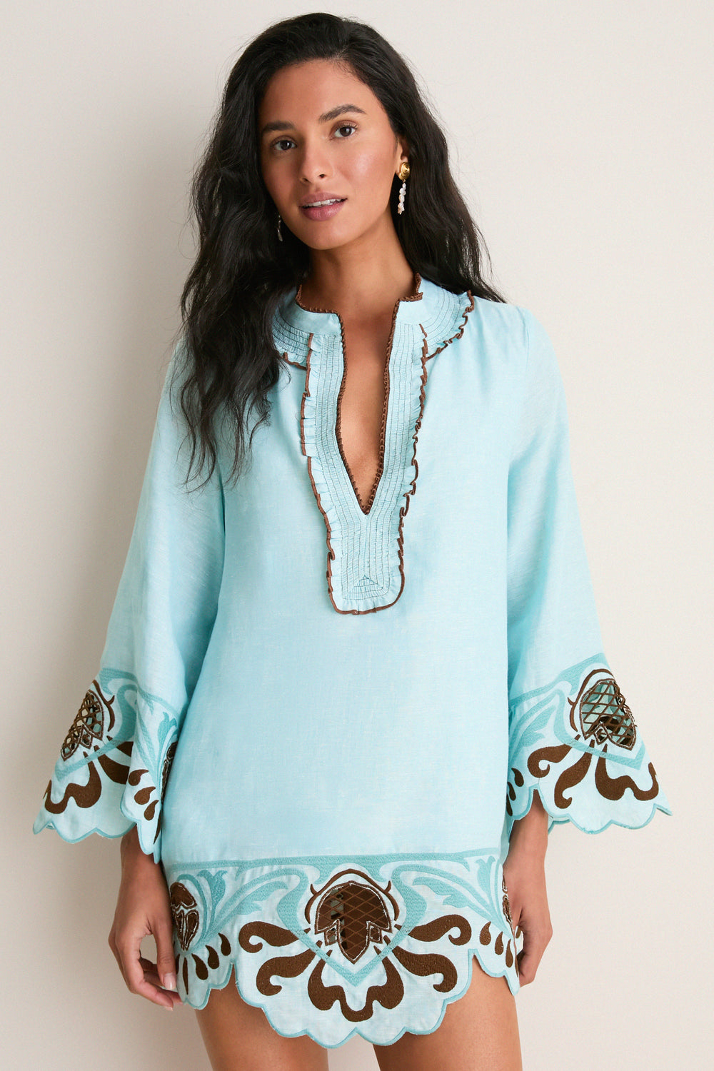 Lug Von Siga Turquoise Linen Tess Short Dress Turquoise / 38