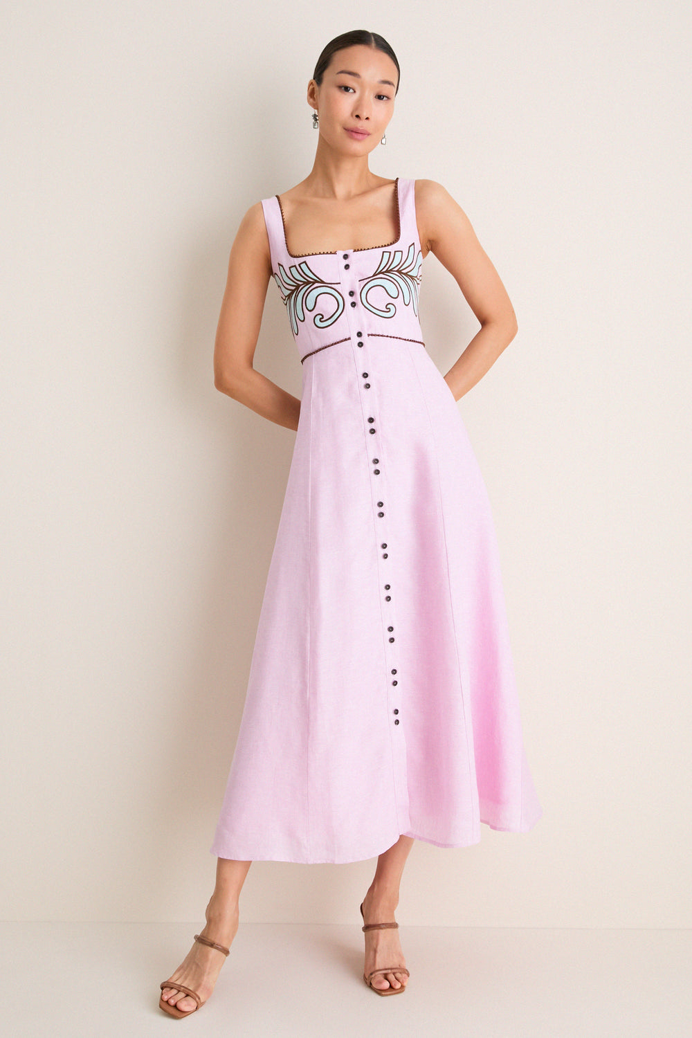 Pink Amelia Midi Dress