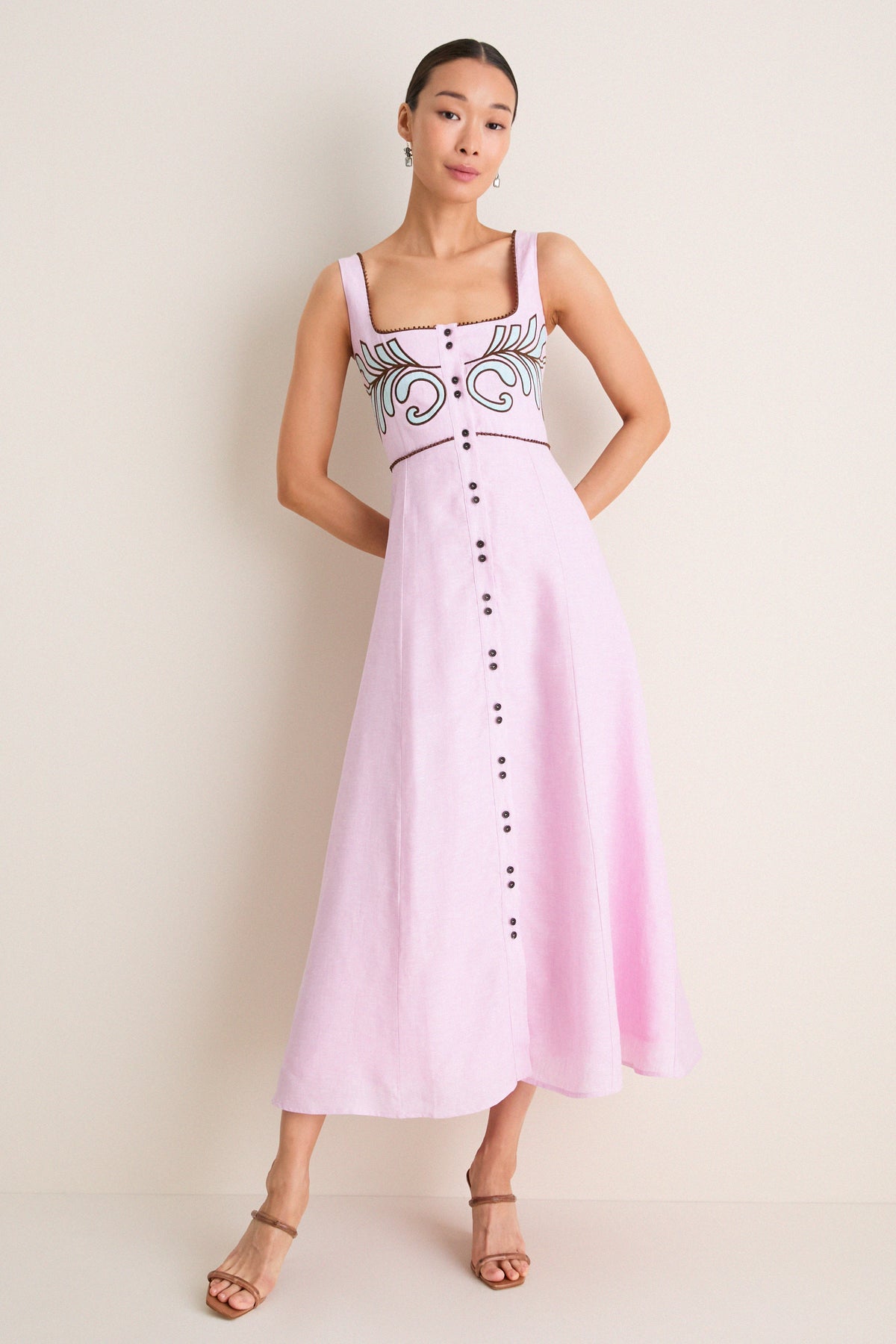 Pink Amelia Midi Dress