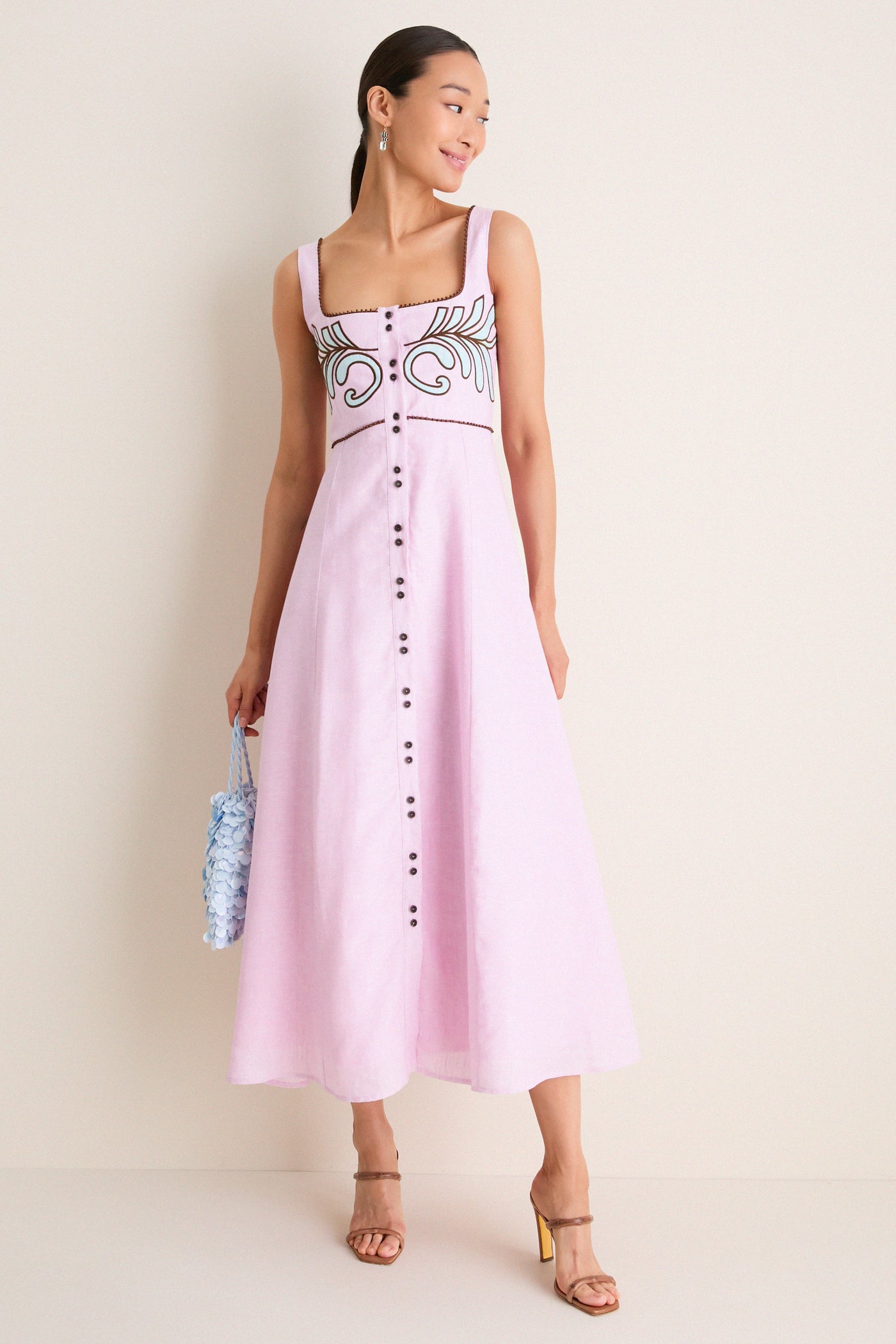Pink Amelia Midi Dress