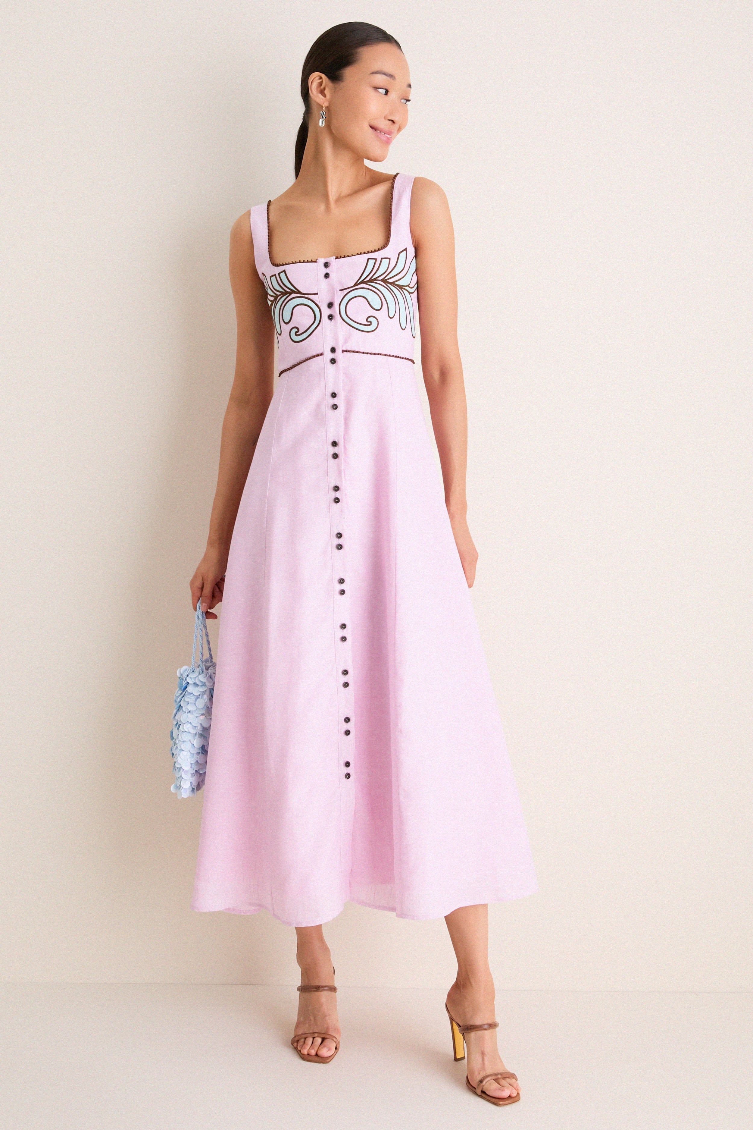 Pink Amelia Midi Dress