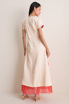 Ecru and Coral Red Ayrin Dress