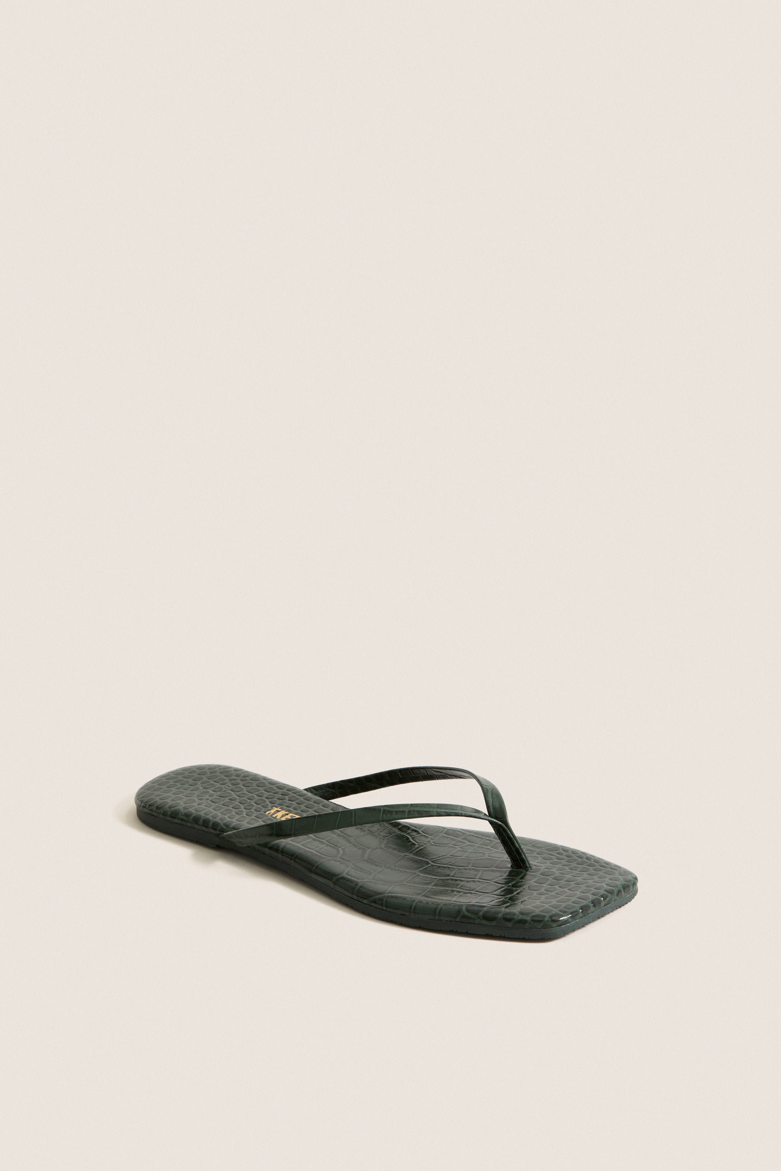 Emerald Croc Square Toe Lily Flip Flops | TKEES