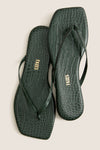 Emerald Croc Square Toe Lily Flip Flops
