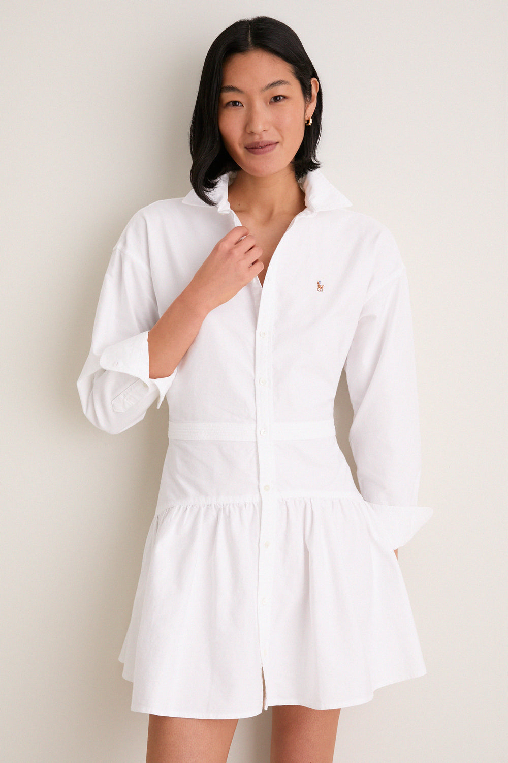 BSR White Oxford Collared Mini Shirt Dress BSR White Oxford Collared Mini Shirt Dress