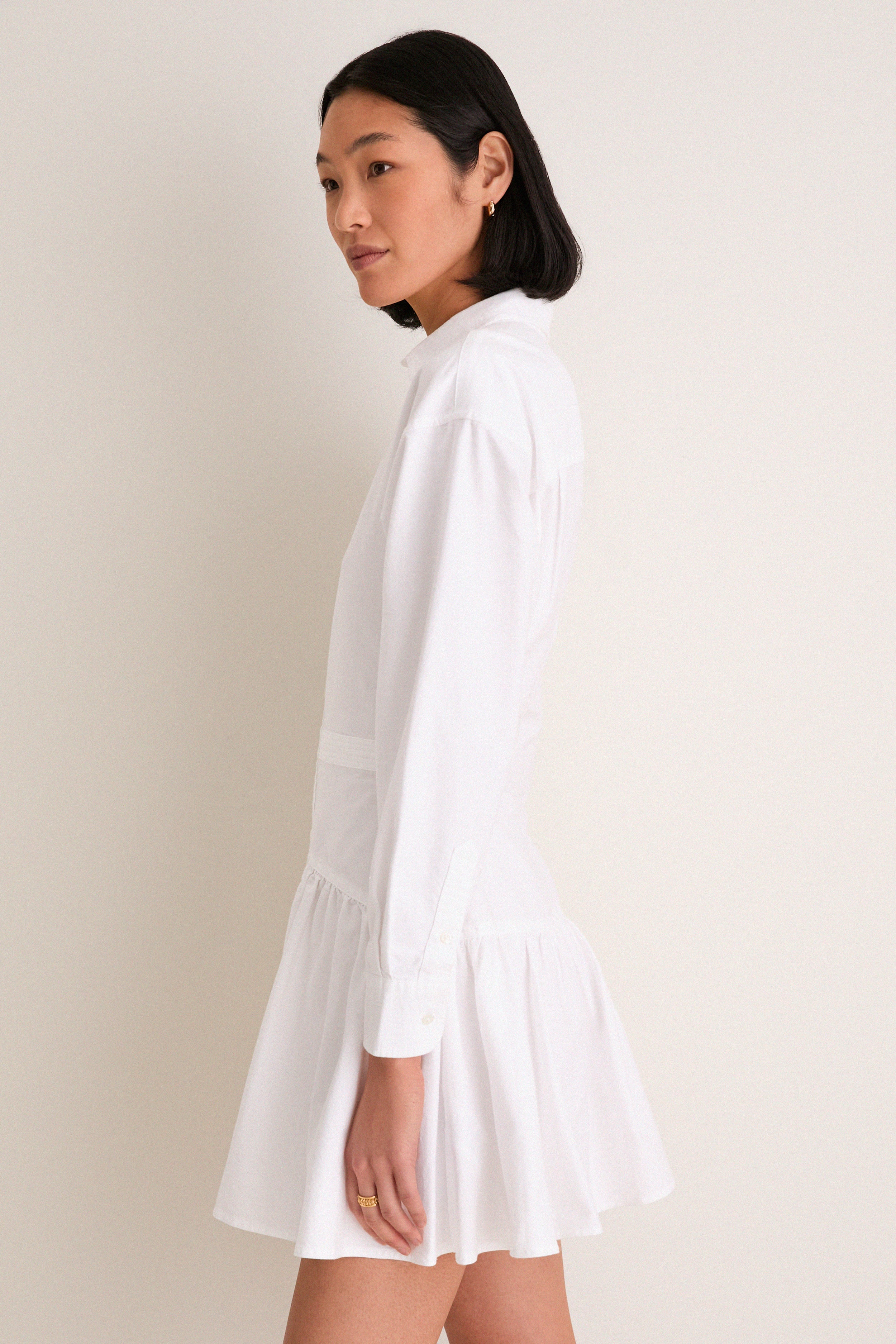 BSR White Oxford Collared Mini Shirt Dress