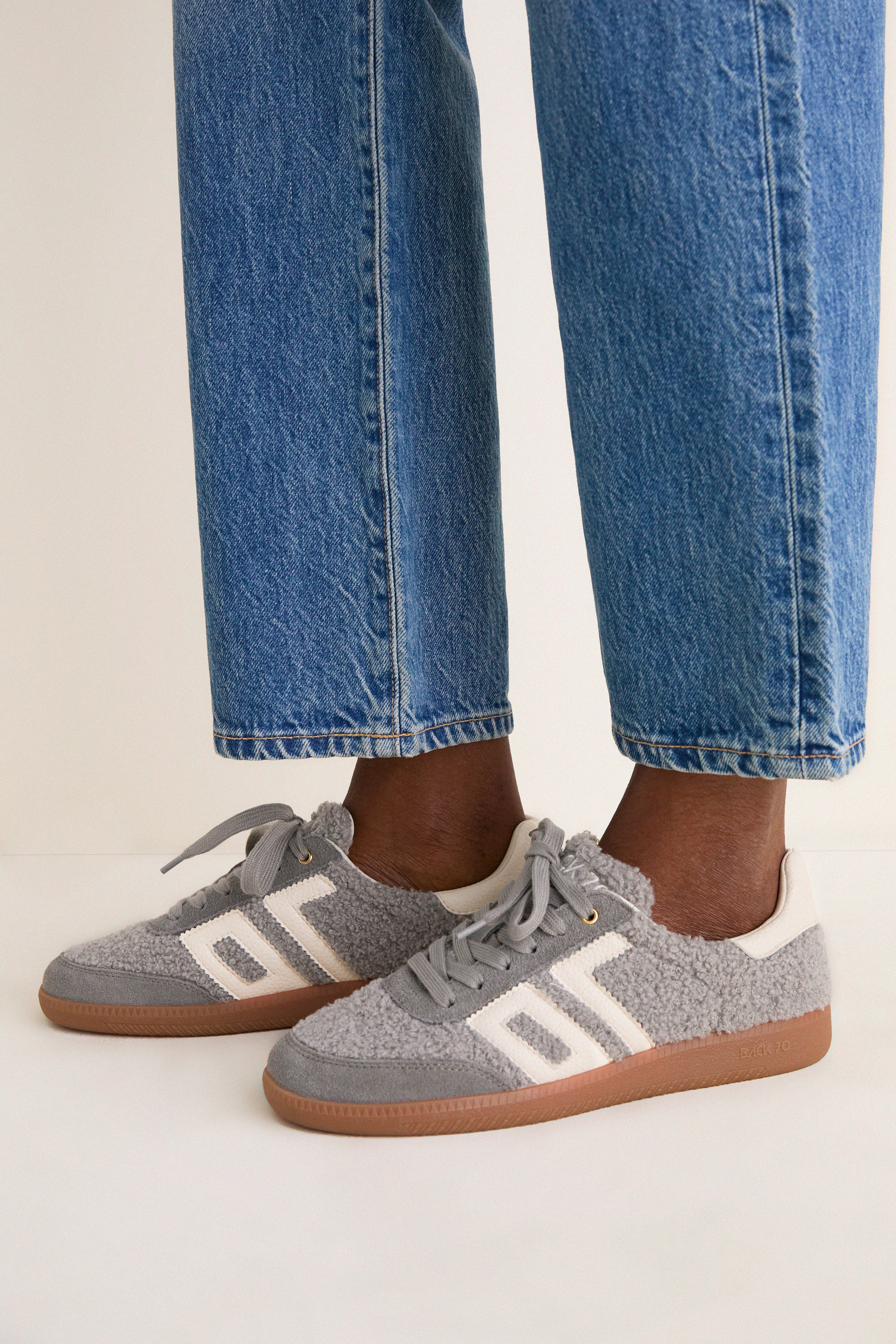 Sea White Teddy Sneakers | Back 70