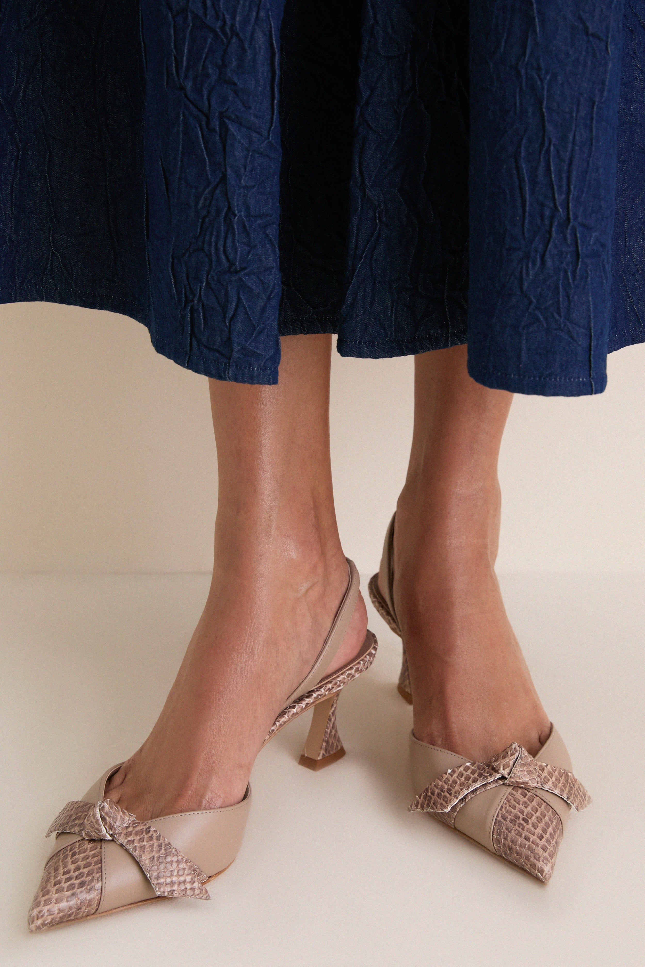 Semolina Python Clarita Slingback Cap Toe 60 Heels